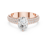 Flat pave Band Solitaire Ring